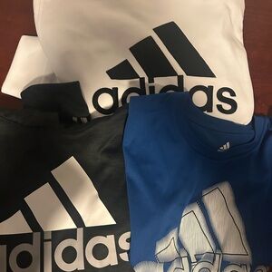 Adidas Kids' White, Black, and Logo Hoodies M 8/10 & blue Logo sports tshirt